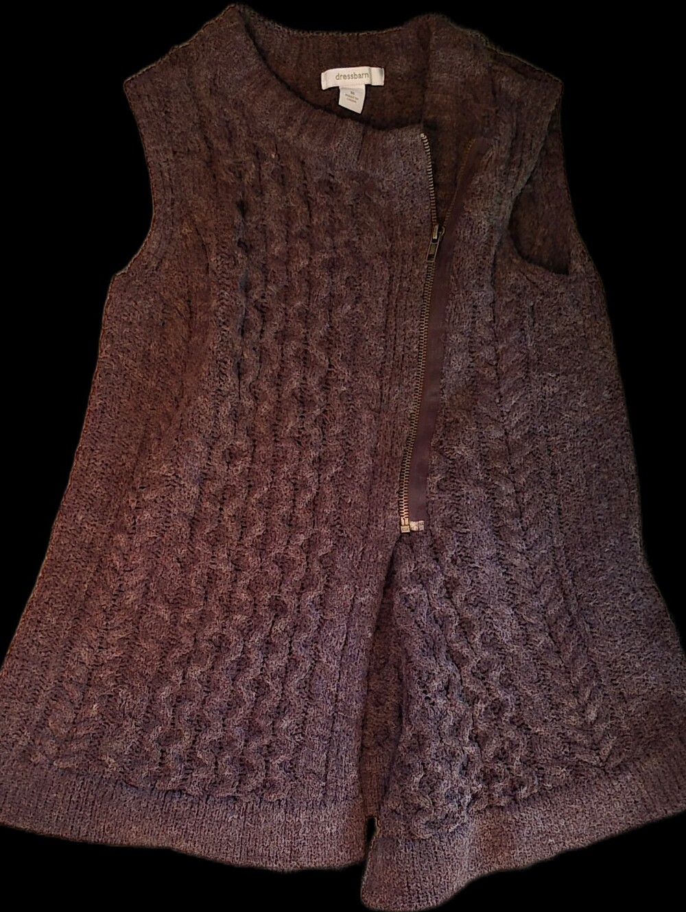 dressbarn Ladies  Crewneck Knit Sweater in Brown Heather